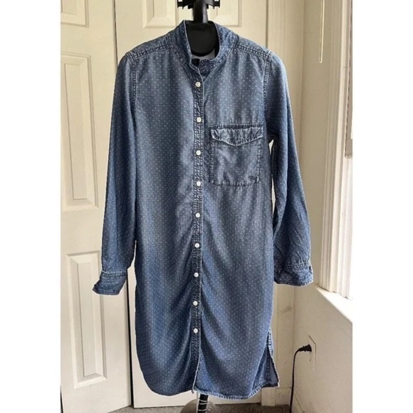 Current Elliott Tencel Blue Shirt Chic Casual Dress Roll Tab Long Sleeve, Size S - Picture 2 of 11